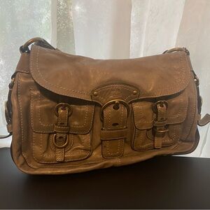 Grey leather Coach Bag with blue interior